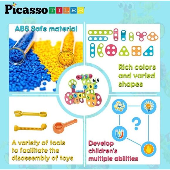 Picasso Tiles 115 Piece Building Blocks Set Kids STEM Toy Construction NEW - Picture 3 of 7